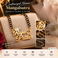 Personalized Name Mangalsutra – Custom Name Pendant with Black Beaded Chain