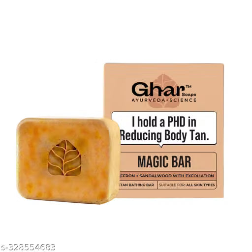 Ghar Soaps Magic Soap with Saffron & Sandalwood – Tan-Reducing Bath Soap | 100g