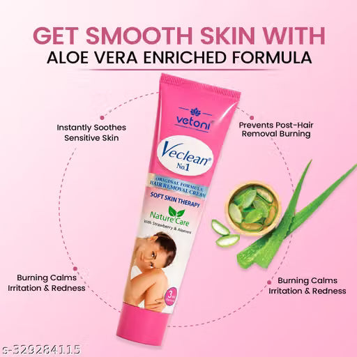 Vetoni Veclean No.1 Hair Removal Cream – Strawberry Freshness | Pack of 3 (40g Each)